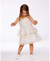 Deux par Toddler Girls Tiered Printed Mesh Dress Multicolored With Butterflies - Toddler|Child