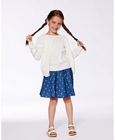 Deux par Big Girls Printed Chambray Skort Navy Blue And White Hearts