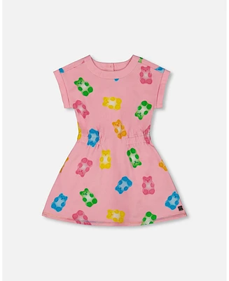 Deux par Big Girls Printed French Terry Dress Pink Multicolored Gummies