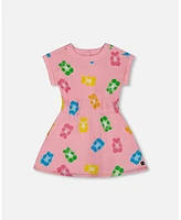 Deux par Big Girls Printed French Terry Dress Pink Multicolored Gummies