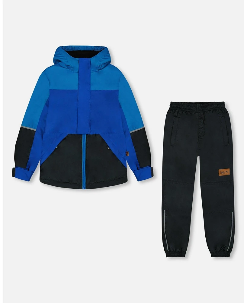 Deux par Big Boys Two-Piece Mid-Season Outerwear Set Royal Blue And Black