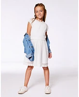 Deux par Big Girls Bi-Material Mesh And Organic Cotton Dress Snow White