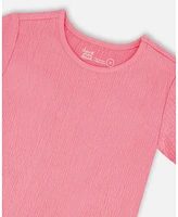 Deux par Deux Big Girls Crinkle Short Sleeve Top Candy Pink