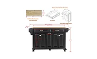 Kitchen Island with Wooden Top and Spacious Storage Options