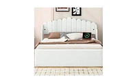 Upholstered Platform Bed with 4 Drawers and 2 Usb