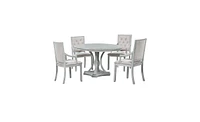 Retro 5-Piece Dining Set with Extendable Round Table and 4 Chairs