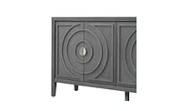 Retro Sideboard with Circular Groove Design and Round Door Handles for Entrance, Dining, or Living Room