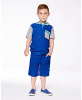 Deux par Big Boys Printed Hooded Terry Top And Shorts Set Gray