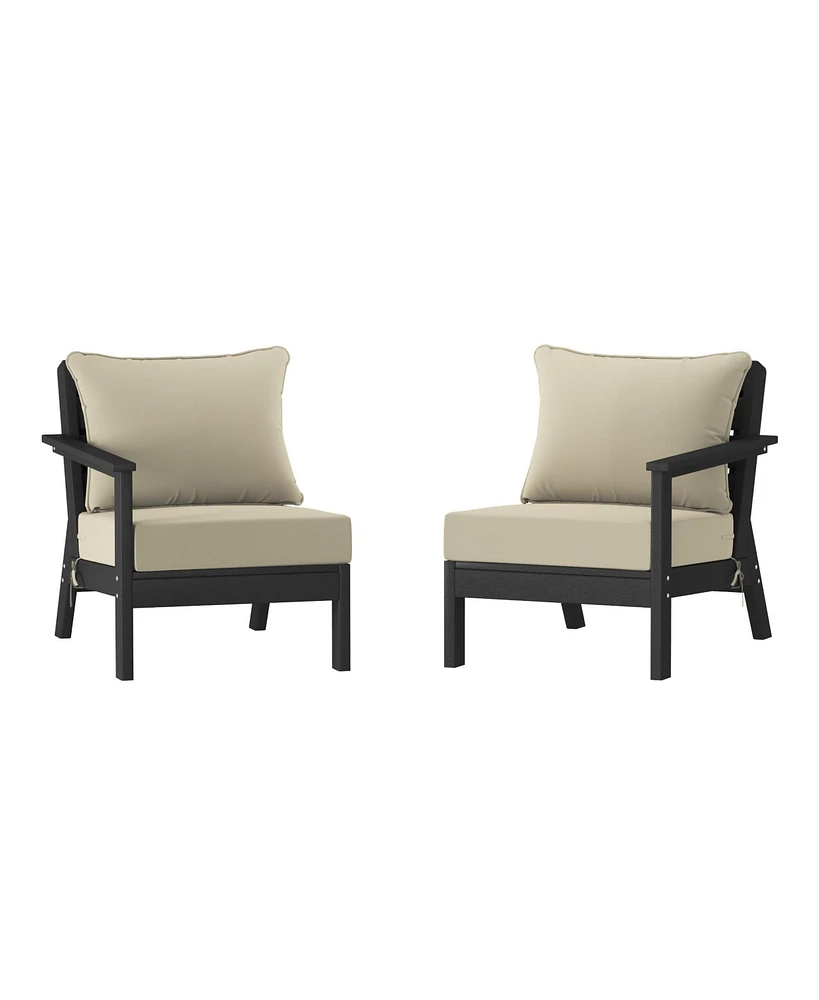 Outdoor Patio Hdpe Black Loveseat Sofa with Cushions