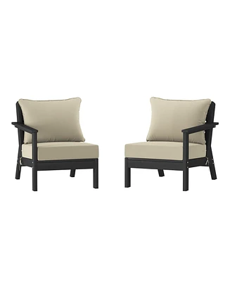 Outdoor Patio Hdpe Black Loveseat Sofa with Cushions