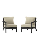 Outdoor Patio Hdpe Black Loveseat Sofa with Cushions