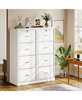 Tribesigns 4-Drawer File Cabinet, Vertical Filing Cabinet with Lock, Wood Storage for Home Office,Locable A4/F4/Letter/Legal