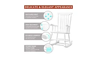Patio Rocking Chair Solid Wood, Outdoor Porch Rocker with Wooden Frame