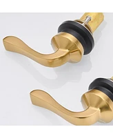 8 in. Waterfall Widespread 2-Handle 3 Holes Bathroom Faucet With Metal Drain in Spot Resist Black Gold