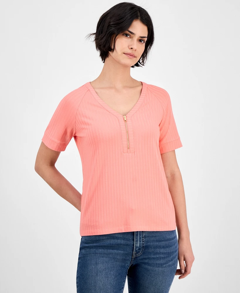 Nautica Jeans Women's Zip Henley T-Shirt