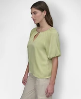 Dkny Women's Round-Neck Puff-Sleeve Blouse