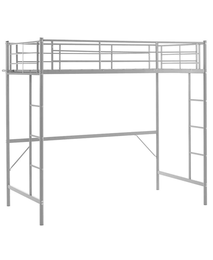 Loft Bed with Safety Guardrails and 2 Built-in Ladders for Secure and Space-Saving Bedroom Design