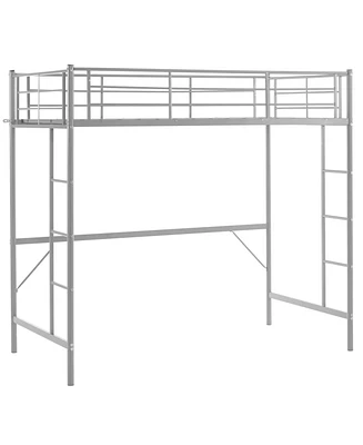 Loft Bed with Safety Guardrails and 2 Built-in Ladders for Secure and Space-Saving Bedroom Design