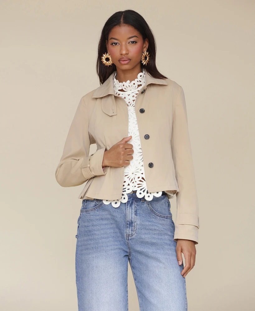 Avec Les Filles Women's Peplum Cropped Trench Coat