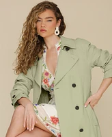 Avec Les Filles Women's Double-Breasted Maxi Trench Coat