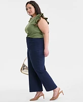 On 34th Trendy Plus Cropped Wide-Leg Chino Pants, Exclusively at Macy's