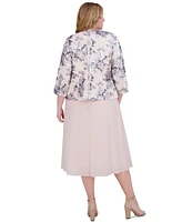 Jessica Howard Plus 3/4-Sleeve Jacket & Sleeveless Midi Dress