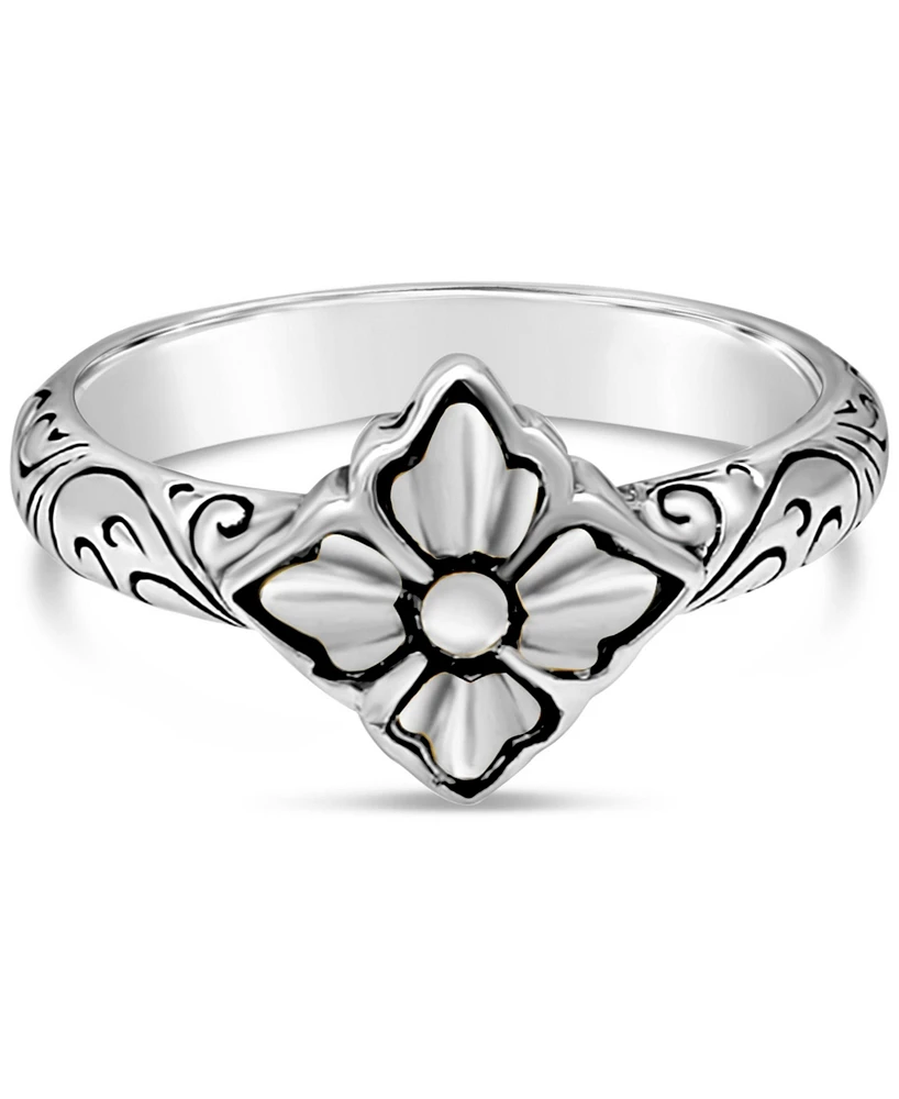 Devata Bali Flower Ring in Sterling Silver