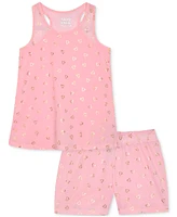 Max & Olivia Big Girls Metallic-Print Tank Top Shorts Pajama Set