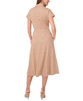 Msk Women's Polka-Dot Midi Dress