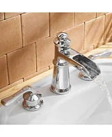 8 in. Waterfall Widespread 2-Handle Bathroom Faucet With Drain Assembly in Polished Chrome