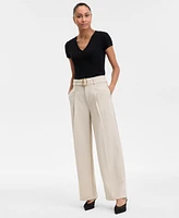 I.n.c. International Concepts Women's High-Rise Belted Wide-Leg Pants, Exclusively at Macy's