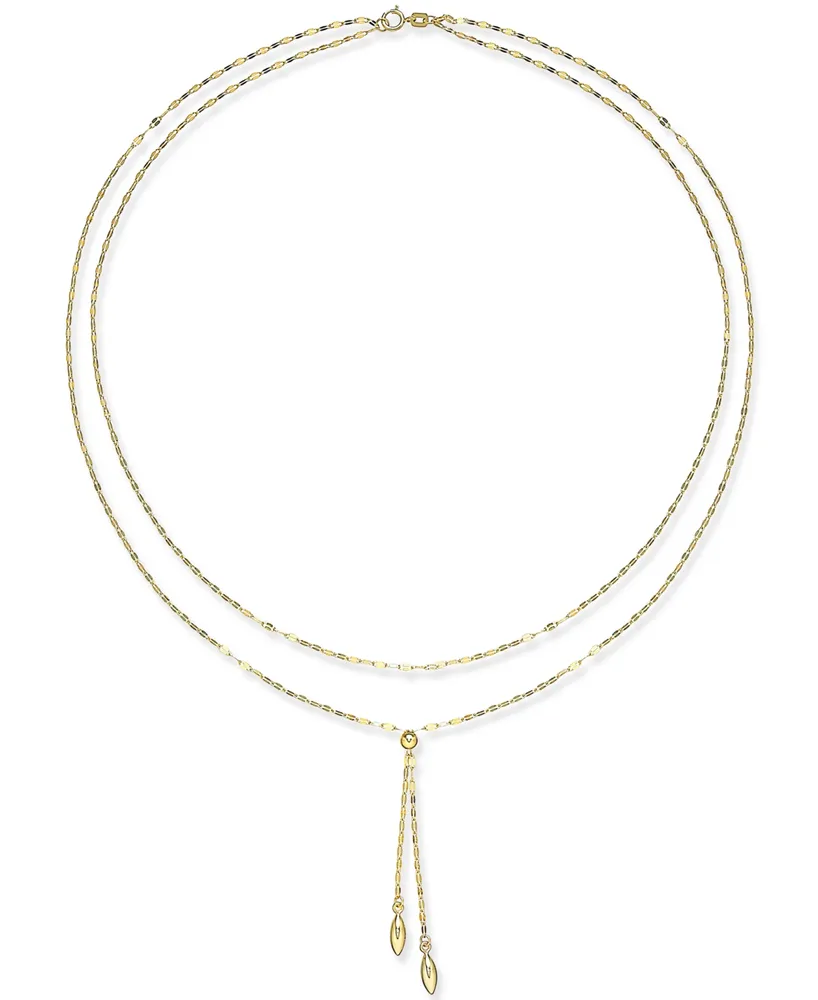 Double Layer 17" Lariat Necklace in 14k Gold