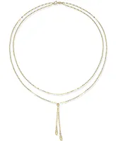 Double Layer 17" Lariat Necklace in 14k Gold