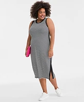 On 34th Trendy Plus Striped Tank Midi Dress, Exclusively at Macy's