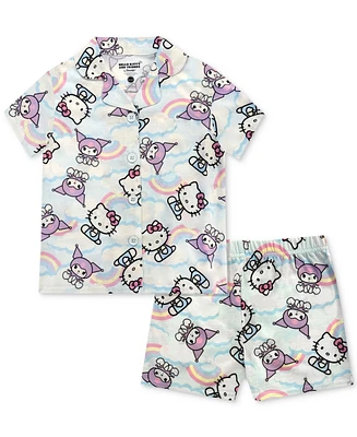 Hello Kitty Little & Big Girls Button-Down Top Shorts Pajamas, 2 Piece Set