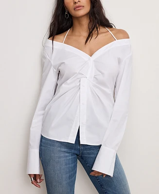 Good American Women's Off-The-Shoulder Long-Sleeve Top