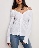 Good American Women's Off-The-Shoulder Long-Sleeve Top