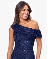 Xscape Women's Sequined Lace One-Shoulder Gown