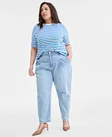 On 34th Trendy Plus Striped Easy T-Shirt, Exclusively at Macy's