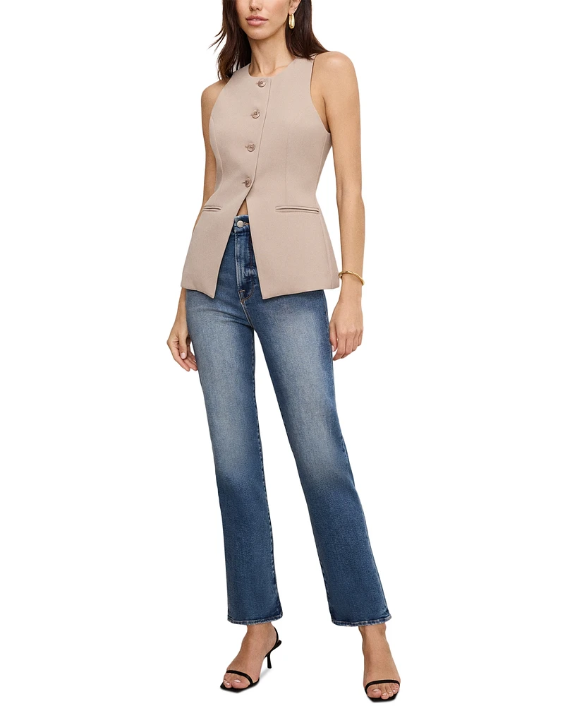 Good American Women's Boy Straight-Leg Cropped Jeans
