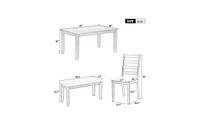 Rustic Style 6-Piece Dining Room Table Set with 4 Upholstered Chairs & a Bench