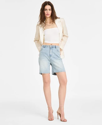 Avec Les Filles Women's Wide-Leg Embellished Denim Shorts