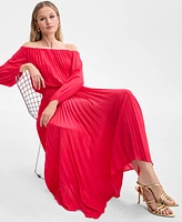 I.n.c. International Concepts Women's Printed Pleated Off-The-Shoulder Maxi Dress, Exclusively at Macy's