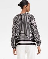 I.n.c. International Concepts Women's Geo-Print Split-Neck Blouse, Exclusively at Macy's