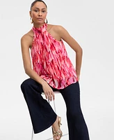 I.n.c. International Concepts Women's Printed Pleated Chiffon Halter Top, Exclusively at Macy's