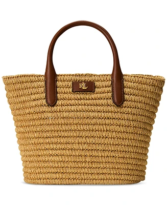 Lauren Ralph Lauren Woven Straw Medium Brie Tote Bag