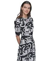 Karl Lagerfeld Paris Women's Printed Keyhole Midi Dress