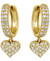 Giani Bernini Cubic Zirconia Heart Charm Hoop Earrings (1-1/20 ct. t.w.), Exclusively at Macy's