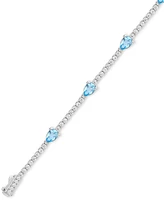 Swiss Blue Topaz (3-1/2 ct. t.w.) & Diamond (1-1/5 Tennis Bracelet 14k White Gold (Also London Aquamarine)