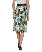 Karl Lagerfeld Paris Women's Geo-Print Pleated Skirt